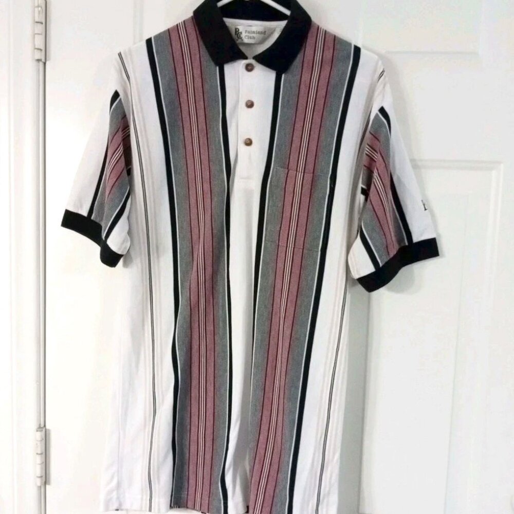 Vintage Palmland Club Men’s Medium Striped Golf Polo Shirt